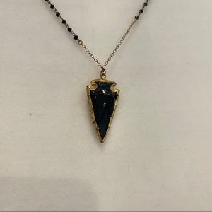 Obsidian arrowhead gold necklace